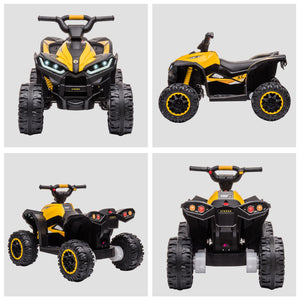 Easycomfort Quad Elettrico per Bambini 12V, 2 Velocità, Ruote Larghe con Sospensioni e Fari LED, Età 3-5 Anni, Giallo