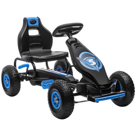 Easycomfort Go Kart a Pedali per Bambini da 5-12 Anni con Sedile Regolabile e Ruote in Gonfiabili, Blu