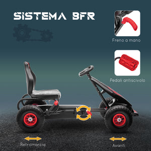 Easycomfort Go Kart a Pedali per Bambini da 5-12 Anni con Sedile Regolabile e Ruote in Gonfiabili, Rosso