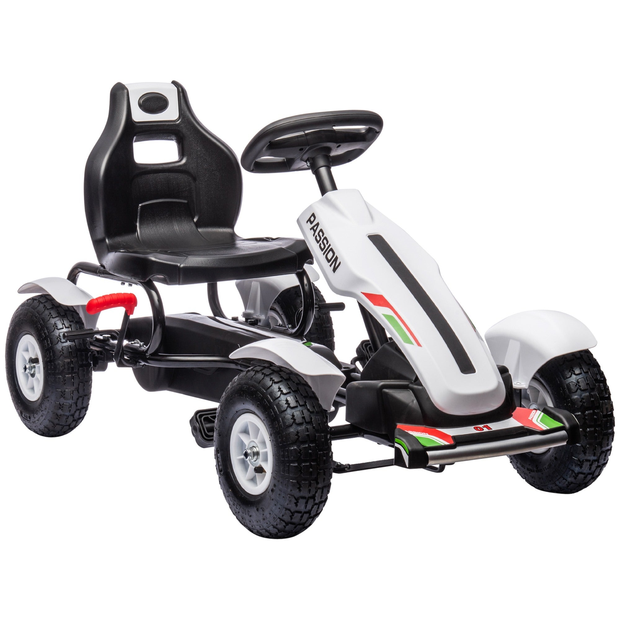 Easycomfort Go Kart a Pedali per Bambini 5-12 Anni in Plastica e Metallo con Sedile Regolabile e Freno a Mano, 121x58x61 cm
