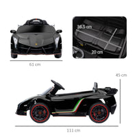 Easycomfort Macchina Elettrica per Bambini Lamborghini Veneno 12V con Telecomando, Età 3-6 Anni, Nero