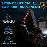 Easycomfort Macchina Elettrica per Bambini Lamborghini Veneno 12V con Telecomando, Età 3-6 Anni, Nero