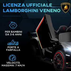 Easycomfort Macchina Elettrica per Bambini Lamborghini Veneno 12V con Telecomando, Età 3-6 Anni, Nero