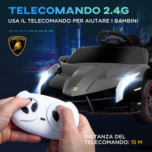 Easycomfort Macchina Elettrica per Bambini Lamborghini Veneno 12V con Telecomando, Età 3-6 Anni, Nero