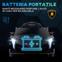Easycomfort Macchina Elettrica per Bambini Lamborghini Veneno 12V con Telecomando, Età 3-6 Anni, Nero