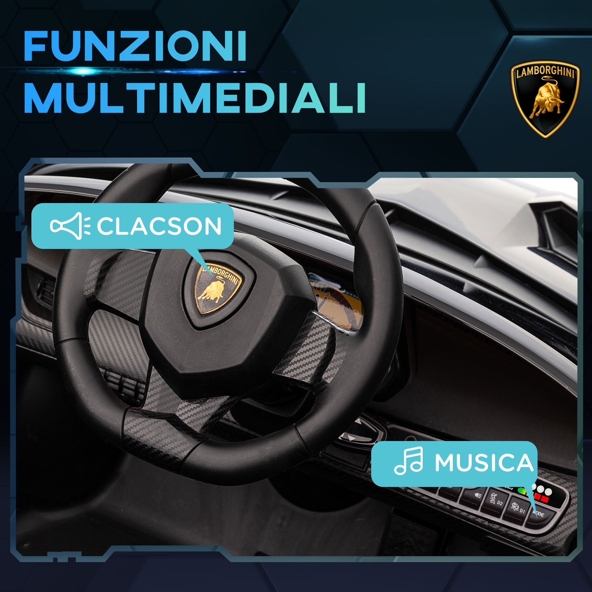 Easycomfort Macchina Elettrica per Bambini Lamborghini Veneno 12V con Telecomando, Età 3-6 Anni, Nero