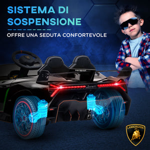 Easycomfort Macchina Elettrica per Bambini Lamborghini Veneno 12V con Telecomando, Età 3-6 Anni, Nero