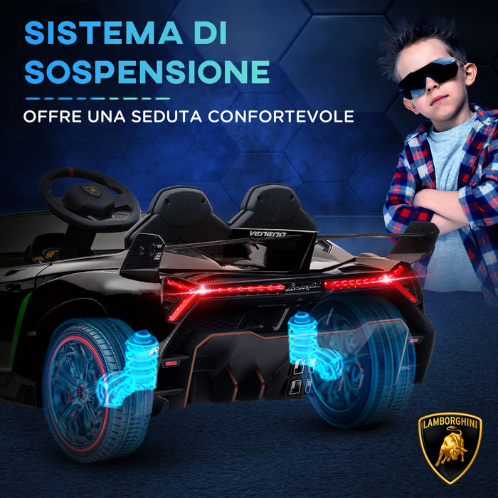 Easycomfort Macchina Elettrica per Bambini Lamborghini Veneno 12V con Telecomando, Età 3-6 Anni, Nero