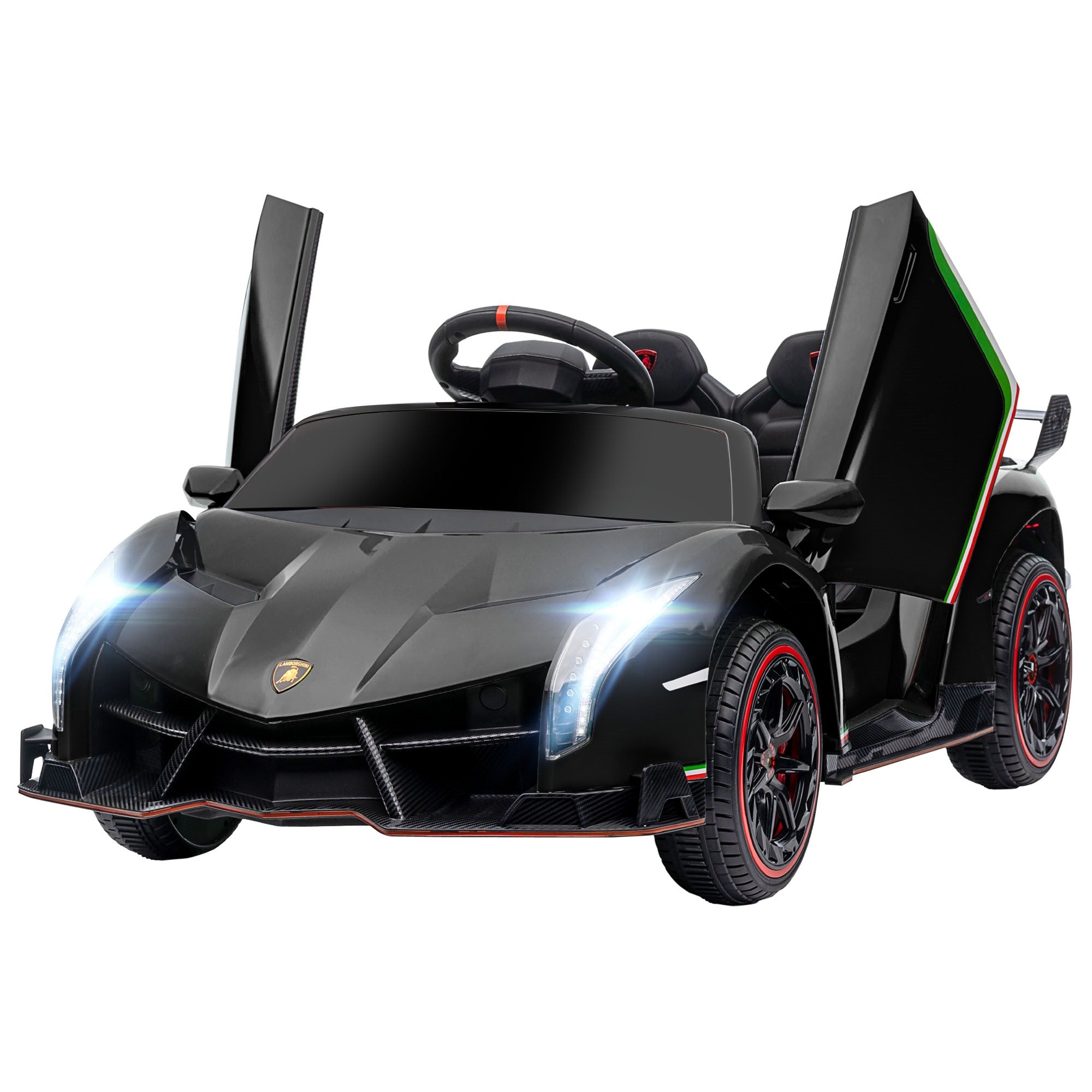 Easycomfort Macchina Elettrica per Bambini Lamborghini Veneno 12V con Telecomando, Età 3-6 Anni, Nero