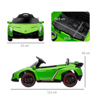 Easycomfort Macchina Elettrica per Bambini Lamborghini Veneno 12V con Telecomando, Età 3-6 Anni, Verde