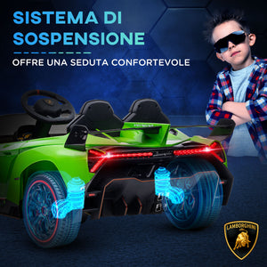 Easycomfort Macchina Elettrica per Bambini Lamborghini Veneno 12V con Telecomando, Età 3-6 Anni, Verde