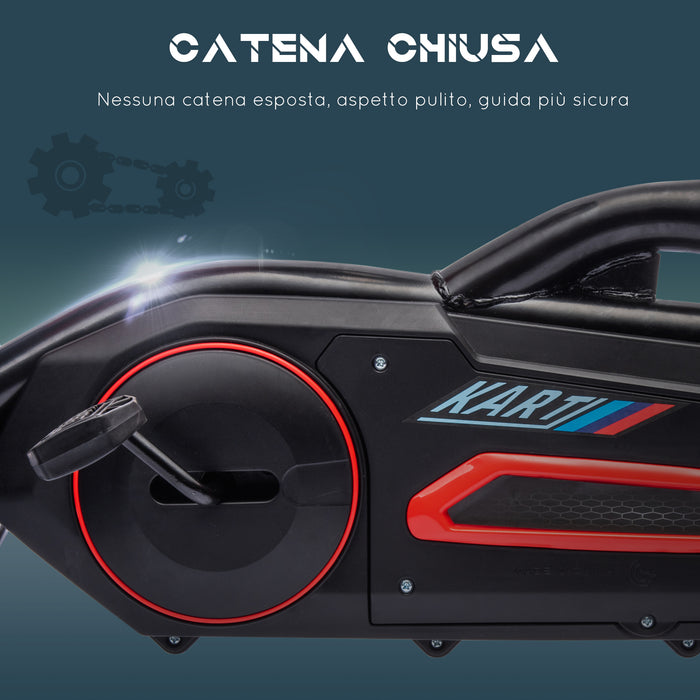 Easycomfort Go Kart a Pedali per Bambini 3-8 Anni con Sedile Regolabile e Ruote in EVA, 100x58x58.5 cm, Rosso Nero