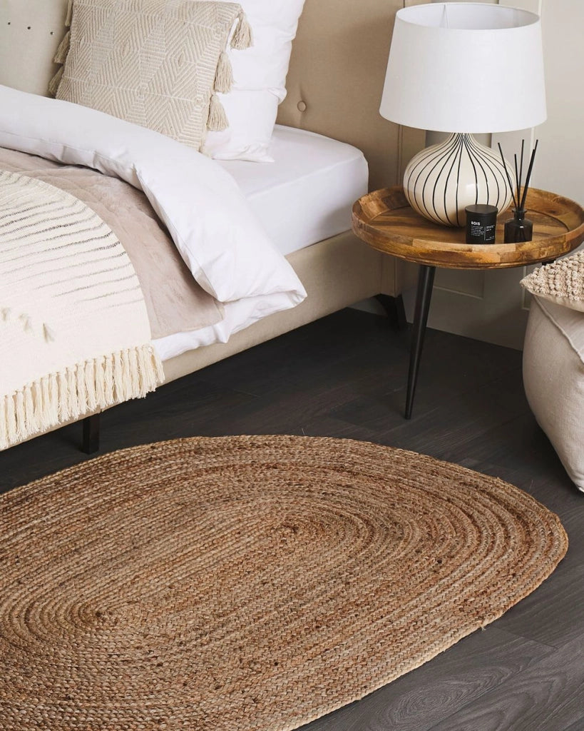 Tappeto Beige di Juta intreccio naturale riscaldamento a pavimento 100 x 150 cm