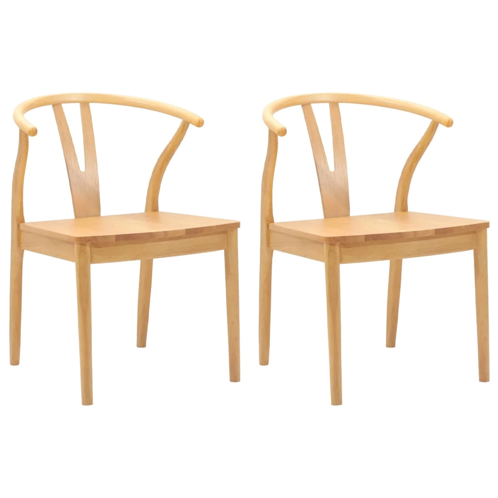 Sedia da pranzo 2 pz | Sedie da cucina Naturale Legno di gomma solido