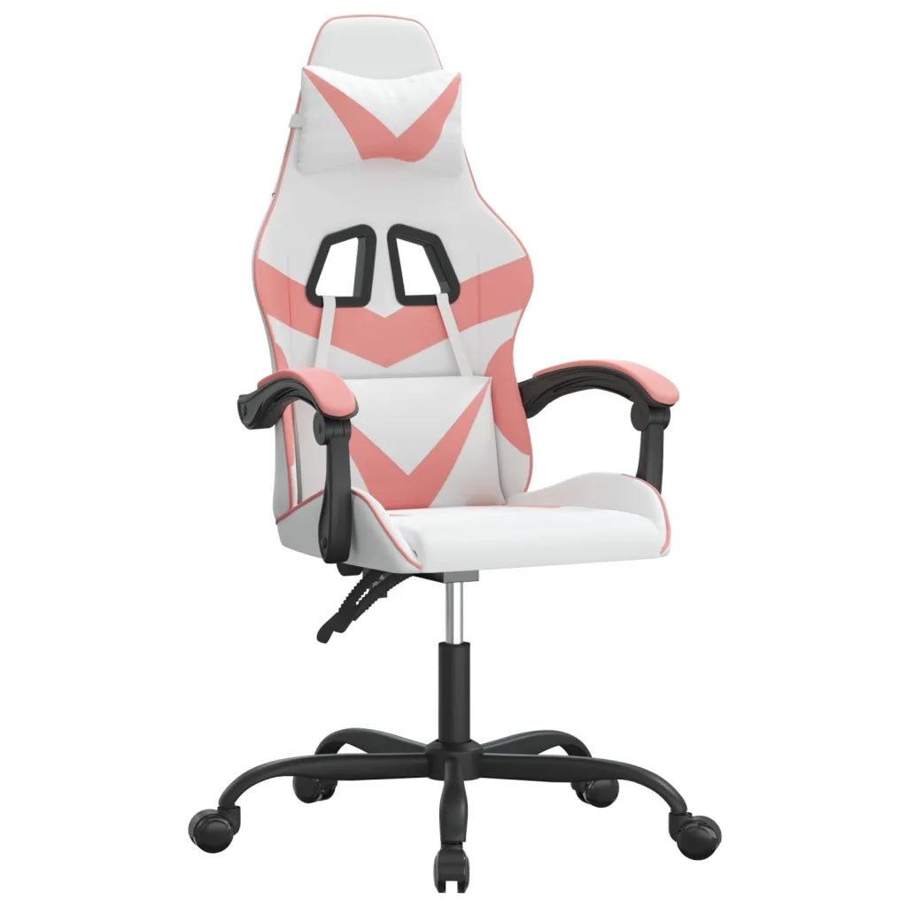 Sedia da Gaming Girevole Bianco e Rosa in Similpelle 349552