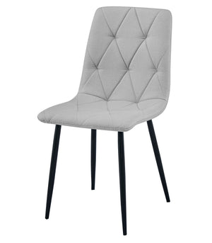 Sedia imbottita VALORA TYRA - Elegante tessuto grigio chiaro / gambe nere x 3