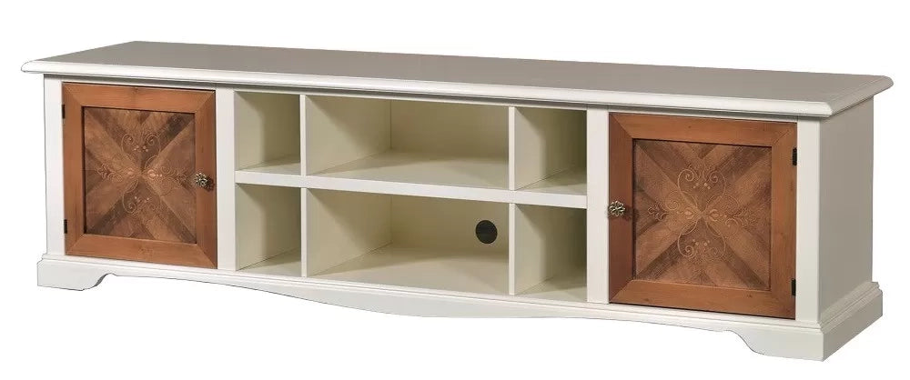 Porta tv classico avorio noce arte povera l.205 p.50 h.58 - Mobili 2G