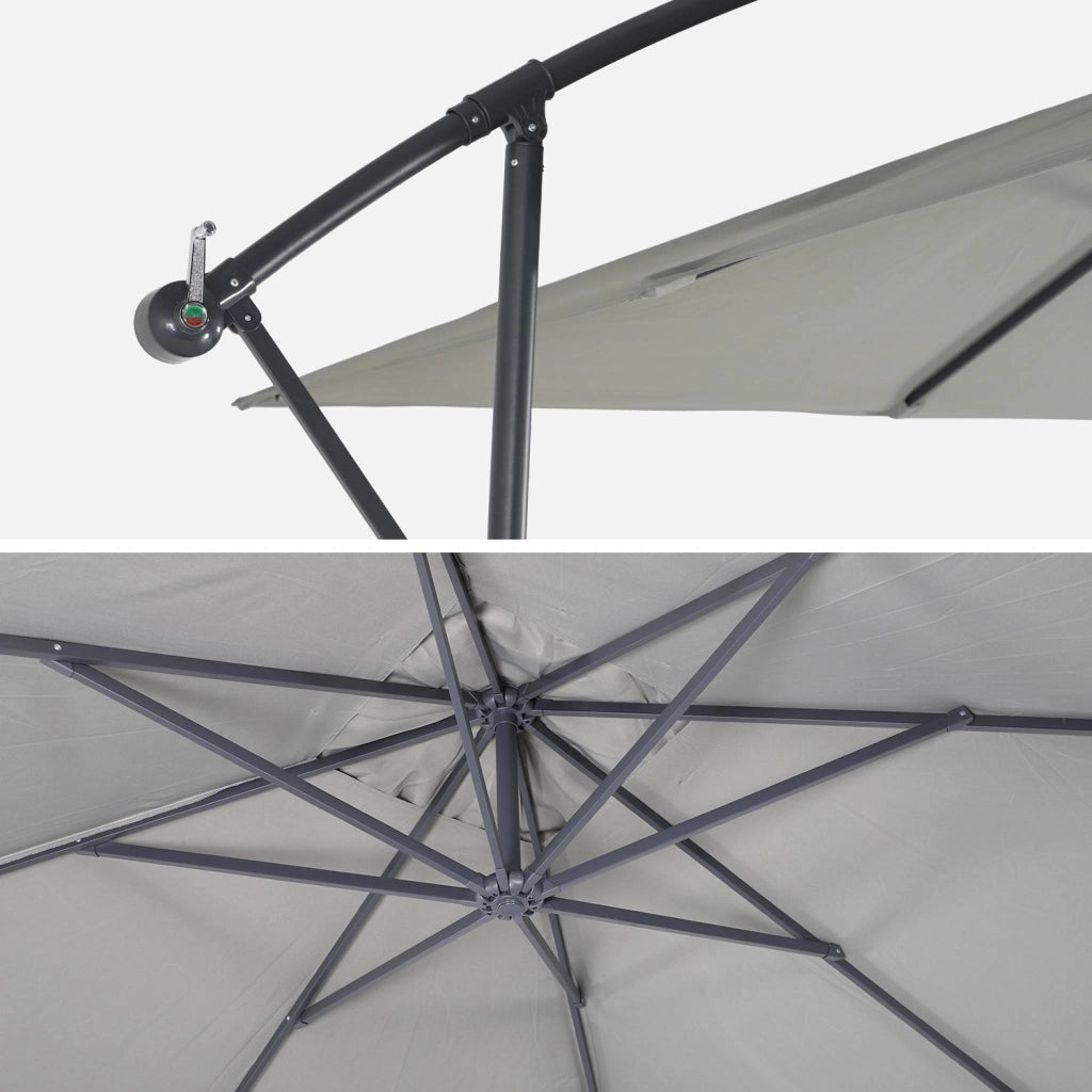 Ombrellone quadrato eccentrico, 3x3m, verde kaki