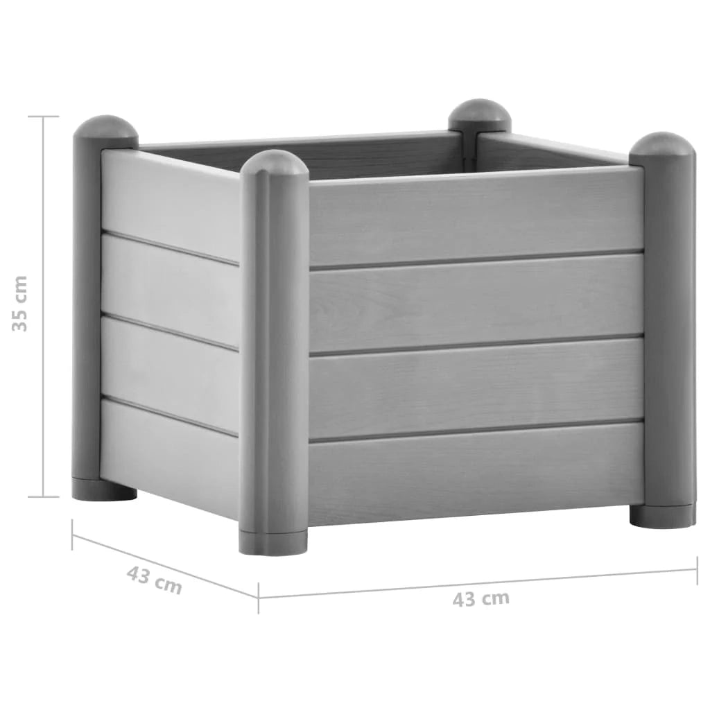 Fioriera rialzata per piante fiori patio giardino PP pietra 43 x 43 x 35 cm grigio 02_0039855