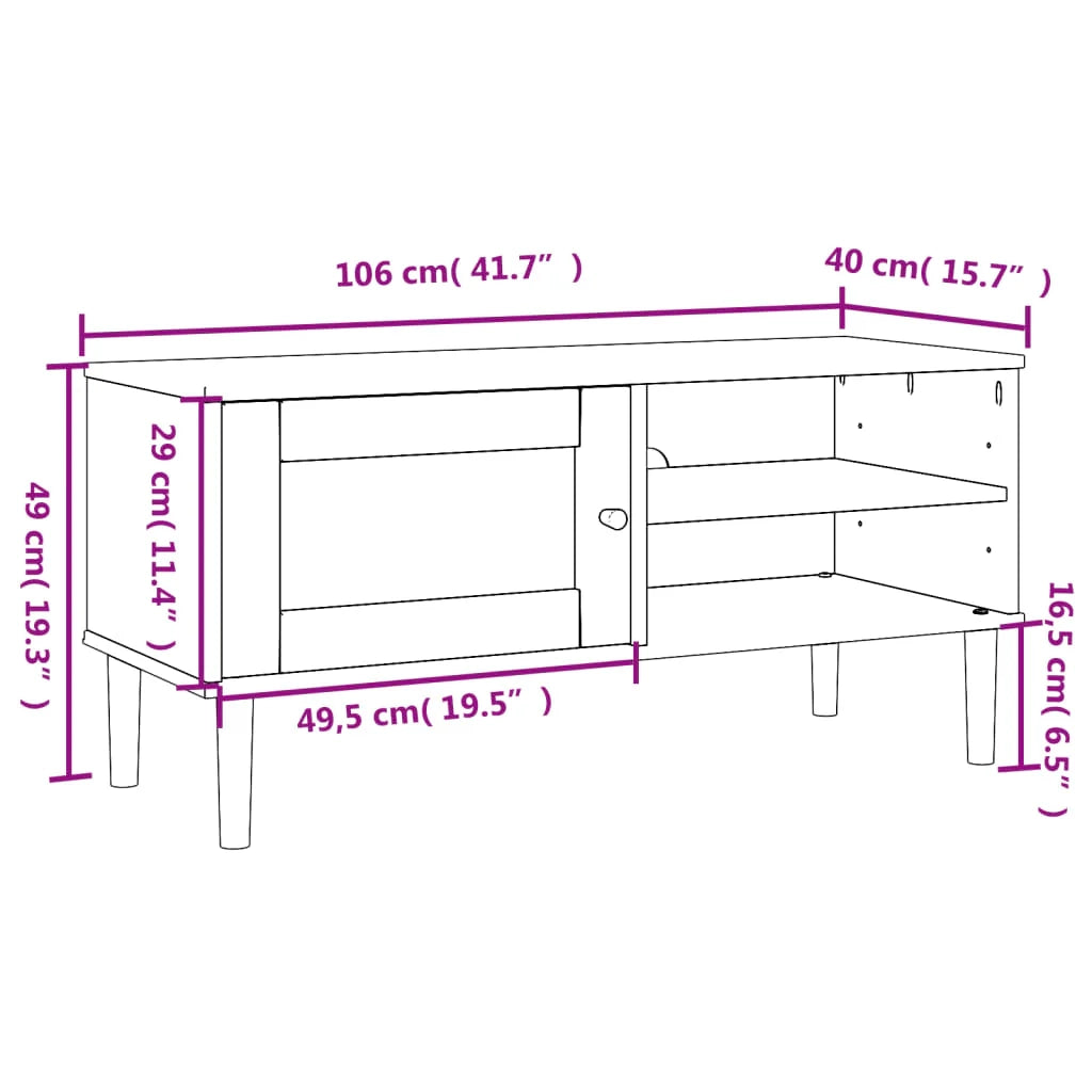 Mobile TV multimediale scaffale TV mobile TV sala da pranzo soggiorno camera da letto effetto rattan 106 x 40 x 49 cm legno massello di pino marrone 02_0028313