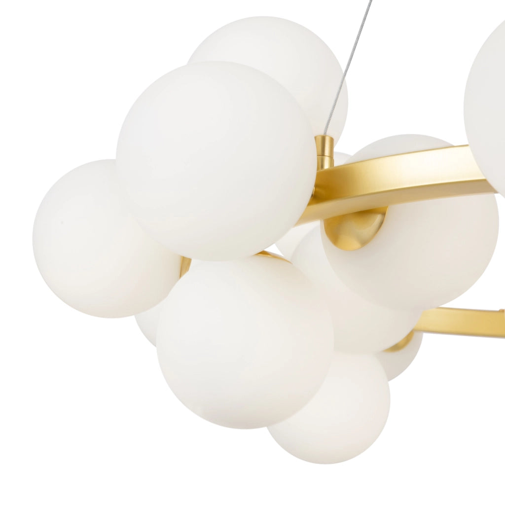Maytoni Lampadario contemporaneo Dallas 25 luci G9 oro metallo diffusore vetro soffiato bianco opaco
