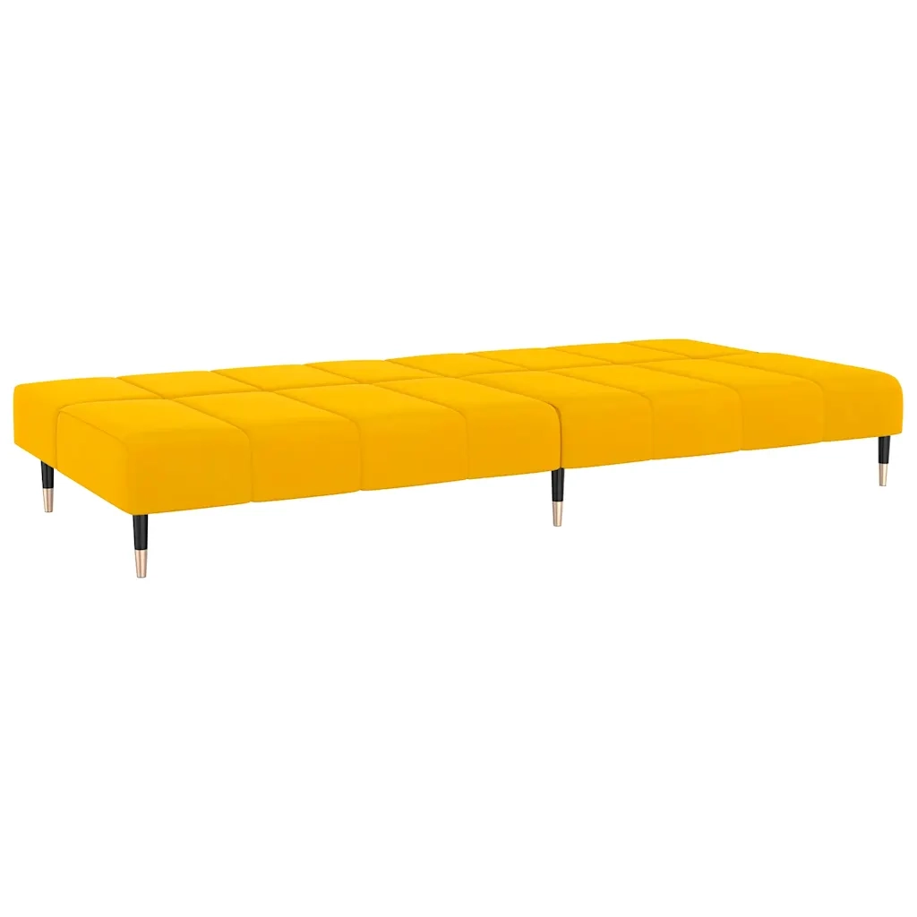 Divano Letto a 2 Posti Giallo in Velluto 375881