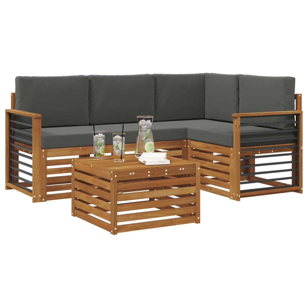 Set di divani da esterno con cuscino 5 pcs Naturale e Antracite 3374782