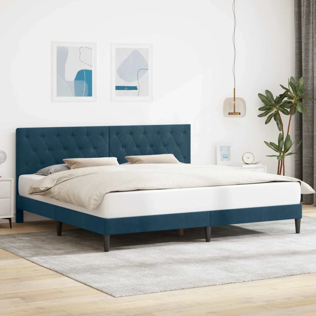 Struttura del letto con testiera Blu 180 x 200 cm Velluto 42027684