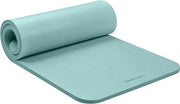 Mat yoga 1 pollice spesso con cinturino in nylon per uomini e donne - tappetino antiscivolo per allenamento yoga pilates stretching pavimento e esercizi di fitness - bordo blu