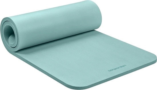Mat yoga 1 pollice spesso con cinturino in nylon per uomini e donne - tappetino antiscivolo per allenamento yoga pilates stretching pavimento e esercizi di fitness - bordo blu
