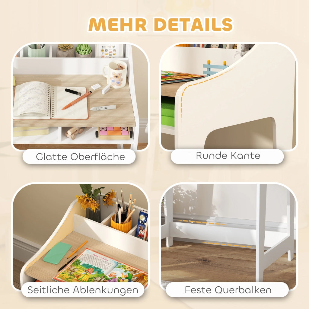 Scrivania per Bambini con Cassetti e Scaffale ¨C Minimal ¨C Legno 90x50x75 cm