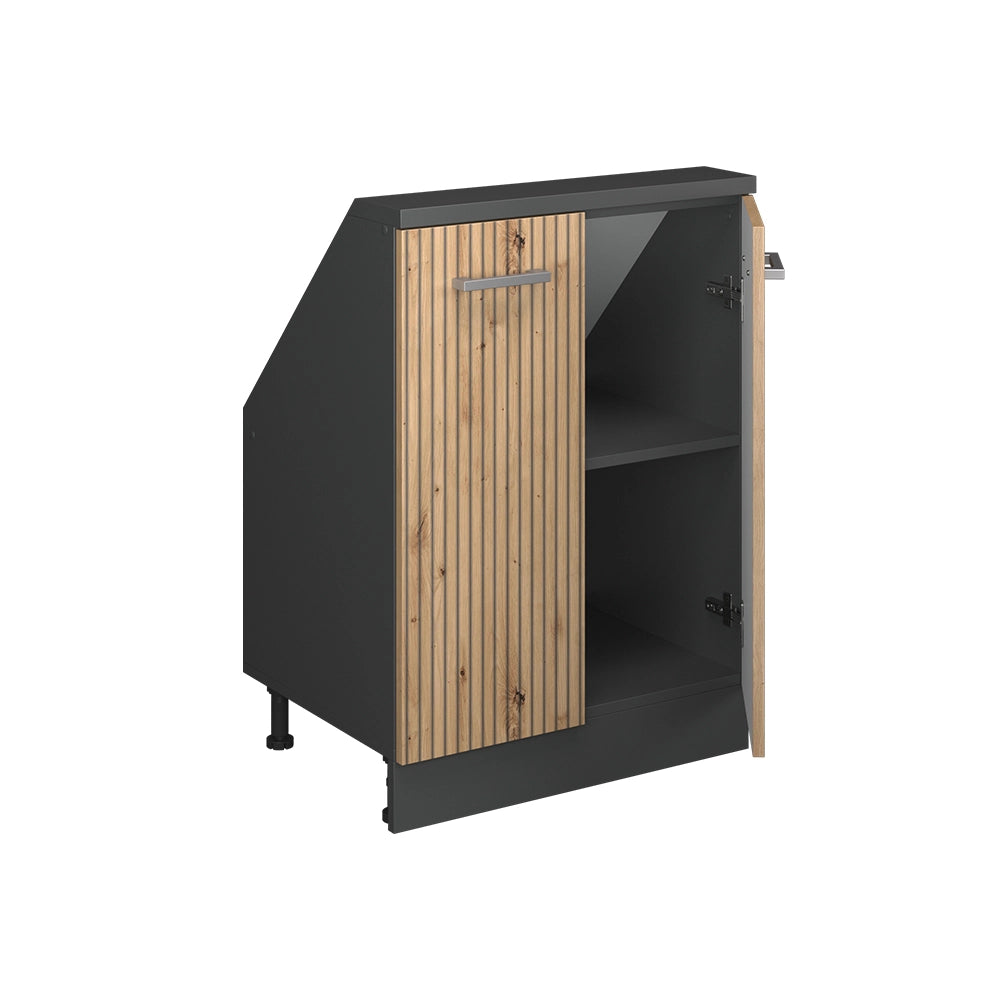 Mobile sottotetto Rion Rovere artigianale/Antracite con 2 porte Vicco