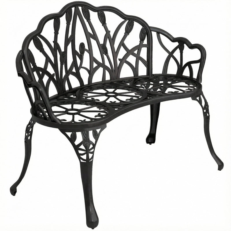 PANCA DA GIARDINO 2 POSTI 99 x 57 x 78 cm in alluminio nero