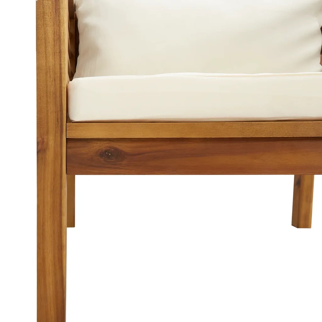 Set Divani da Giardino 7 pz con Cuscini Crema in Legno Acacia cod mxl 39921