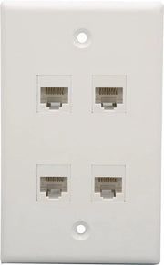 Pannello di rete a 4 porte con connettori RJ45 Cat6 Keystone Jack, inline, femmina-femmina, bianco.