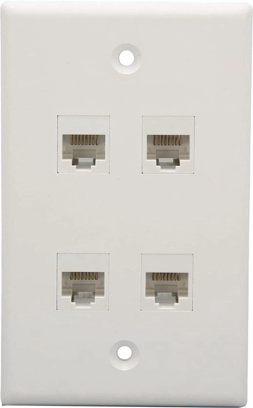 Pannello di rete a 4 porte con connettori RJ45 Cat6 Keystone Jack, inline, femmina-femmina, bianco.