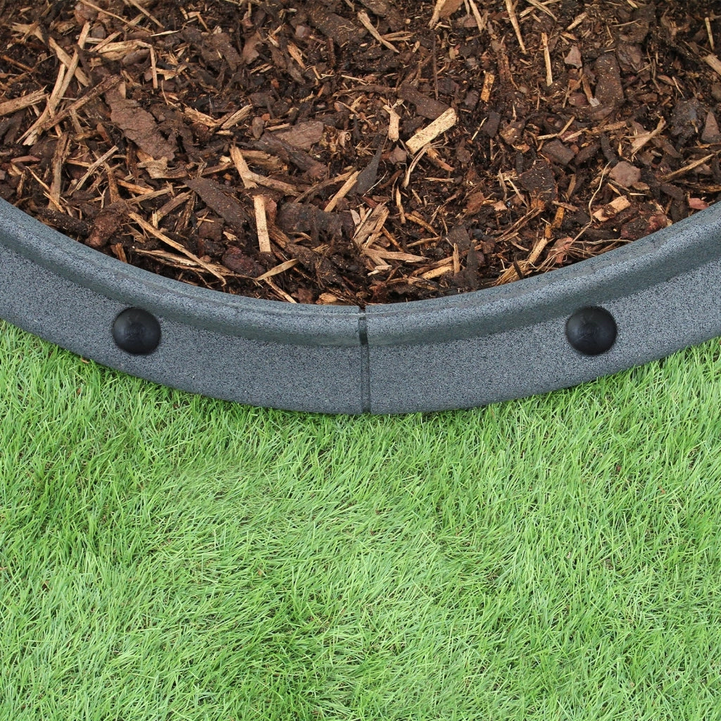 Bordatura per Aiuole Bordo Prato da Giardino Palizzata Flessibile fino a 70° in Gomma Resistente agli UV Pezzi da 1.2m - Grigio - 4 pezzi