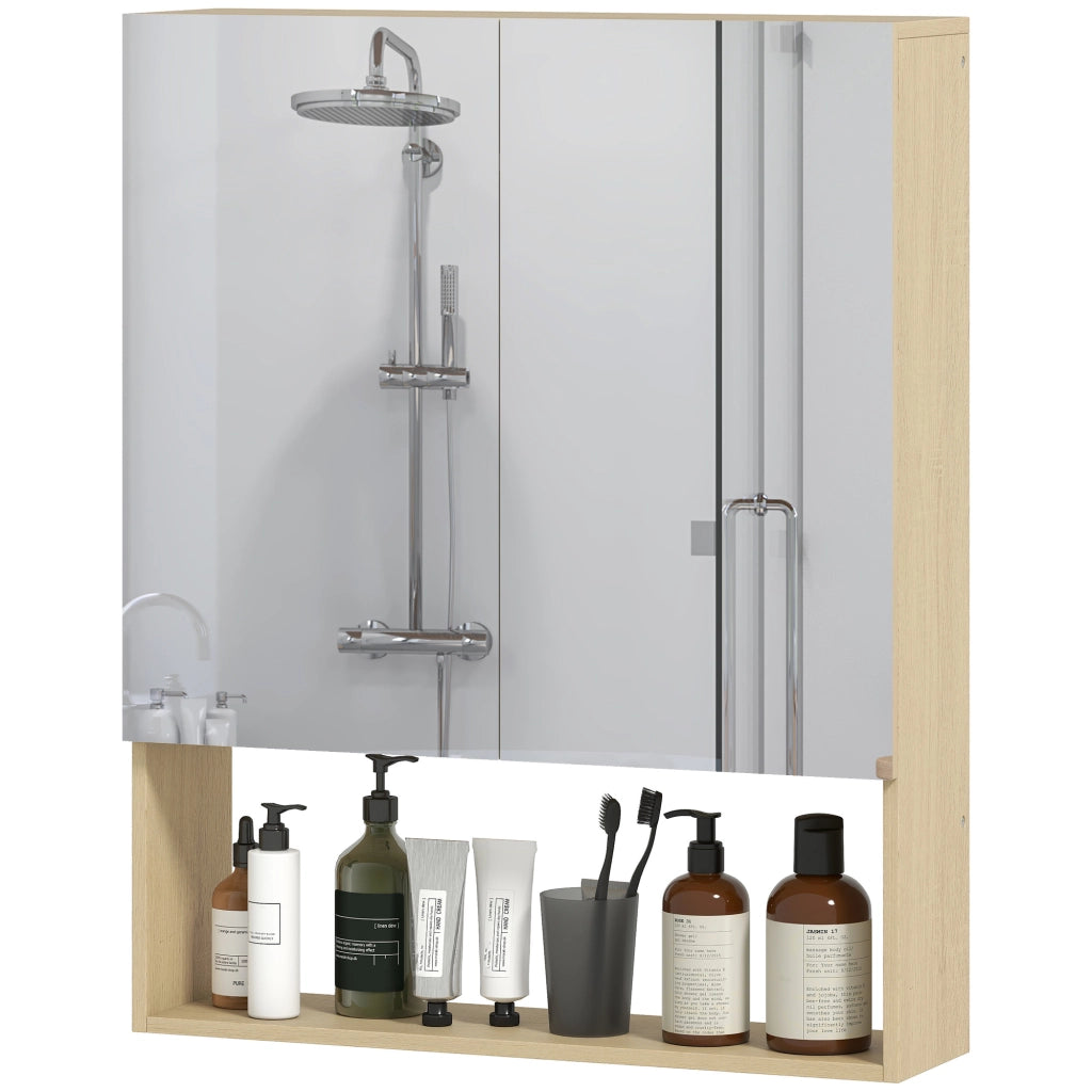 Armadietto Bagno con Specchio e Ripiani ¨C Zephmum ¨C Rovere 60x30x30