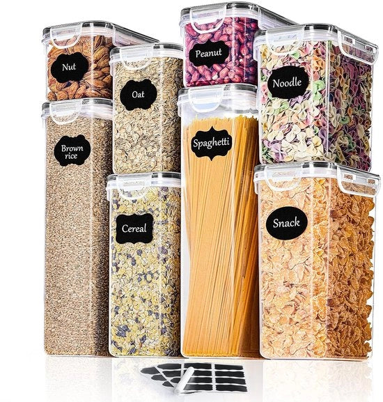 Set di Scatole di Stoccaggio Aria Tettone - Organizzazione Cucina - 8 Pezzi - Plastica