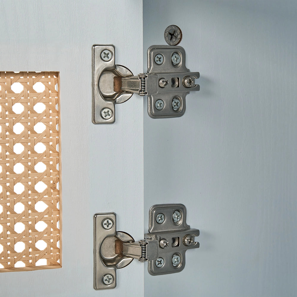 Mobile TV 2 ante 2 scaffali in MDF colore bianco e beige stile boho retrò soggiorno