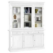 Cristalliera 6 ante 3 cassetti arte povera in legno massello e mdf con rifinitura in bianco 156x42x205 H