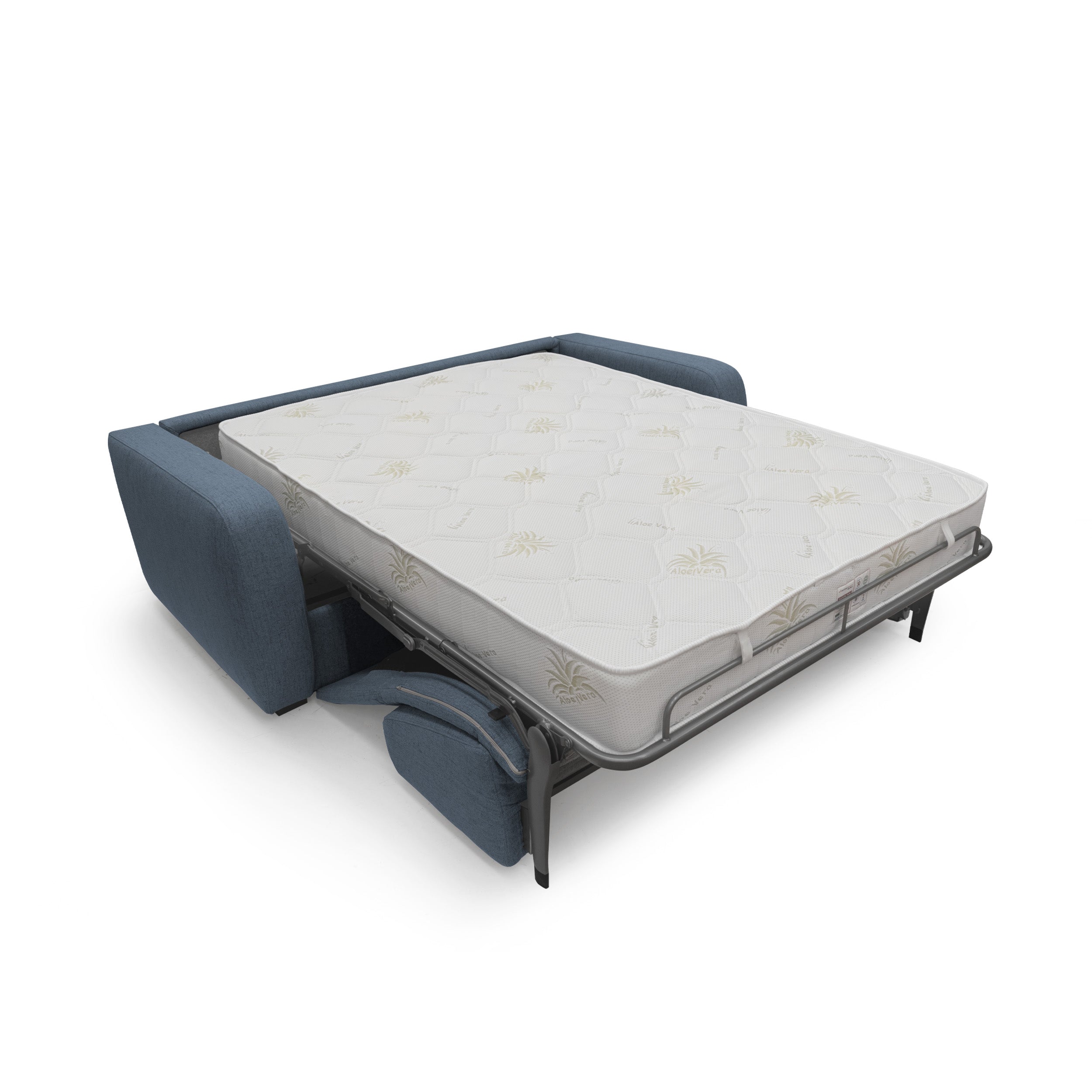 Duna Divano letto matrimoniale con materasso 20 cm in tessuto impermeabile T03 195 cm (mat. 140x197) blu