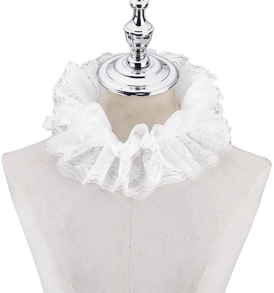 Vestito con Ruches di Organza a Collo Vintage - Collo Removibile per Costumi e Cosplay