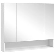 SPECCHIERA BAGNO CON ARMADIETTO 3 ANTE SOFT CLOSE E RIPIANI REGOLABILI, 90X15X75 CM, BIANCO