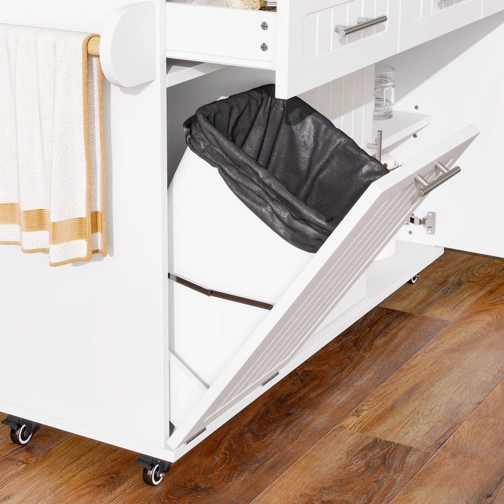 Isola cucina con piano estraibile e prese - per cucina - in MDF - 120×40(70)×90 cm - bianco