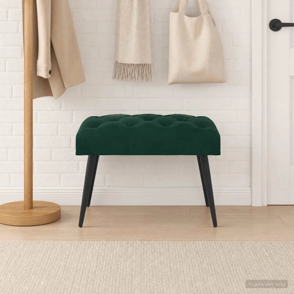 Panchina con bottoni imbottiti Verde Scuro 60 x 40 x 45 cm 42038545