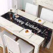 Banniere per Tavolo in Lino - Banniere di Compleanno per Tavolo - Resistente alle Scalfitture - Forma Quadrata - Dimensioni 180 x 33 cm - Sostenibile e Resistente - Tavolo Coperto