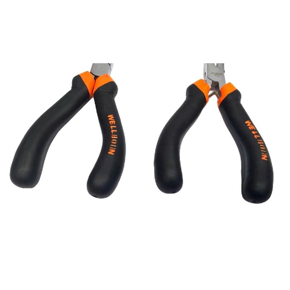 Trade Shop - Set 4pz Mini Pinza Per Fabro Elettricista 115 Mm Acciaio Ergonomica Bricolage -