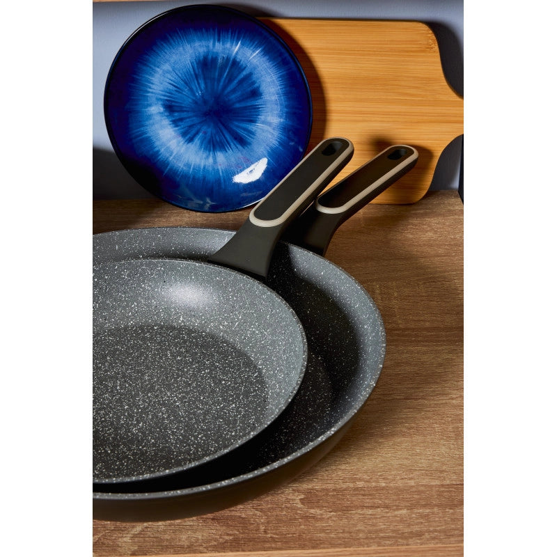 Set di 6 Padelle Alluminio Forgiato 28 Grit Stone Manico Soft Touch Fondo Induzione