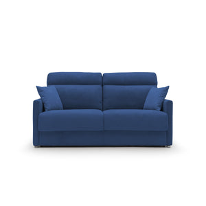 Margot Divano letto matrimoniale con schienale morbido alto in tessuto T02 196 cm (mat. 160x197) blu